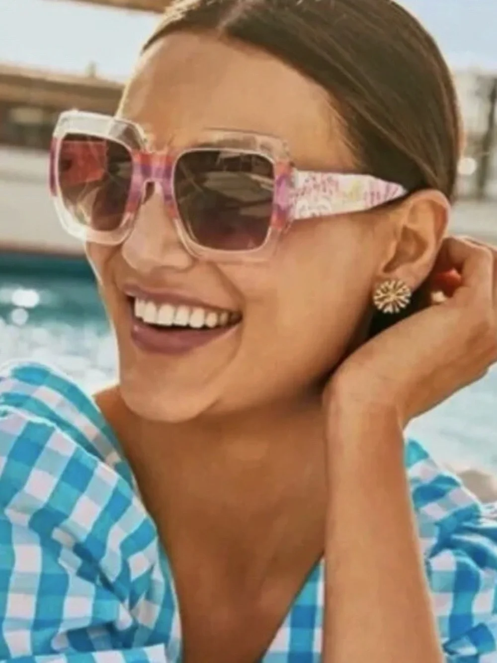 NEW Lilly Pulitzer Square Lens Sunglasses with Case Multi Splashdance One Size